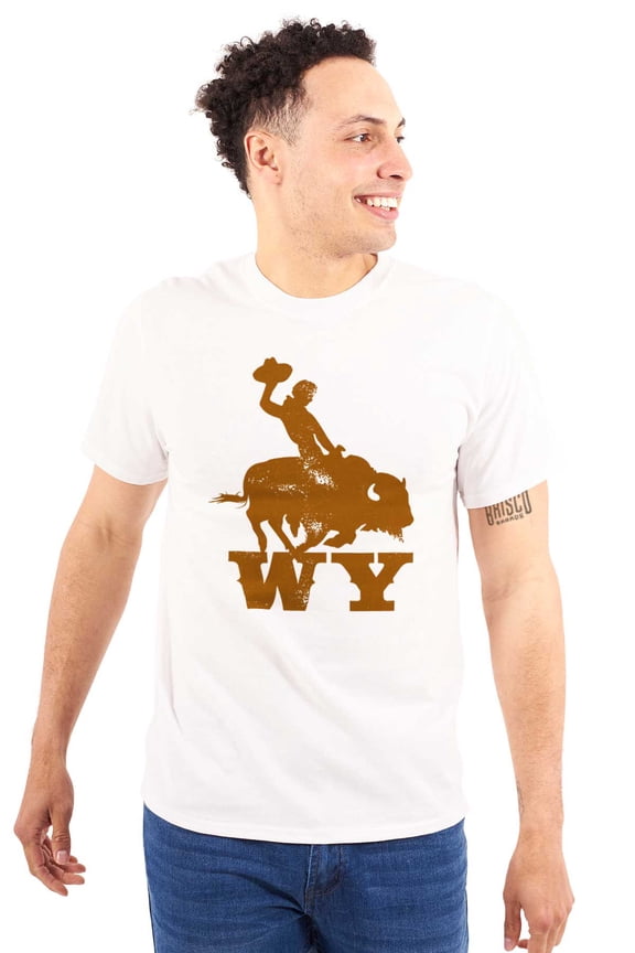 Wyoming Western Rodeo Rider WY Plus Size Crewneck Graphic Tee Shirt Brisco Brands 2X
