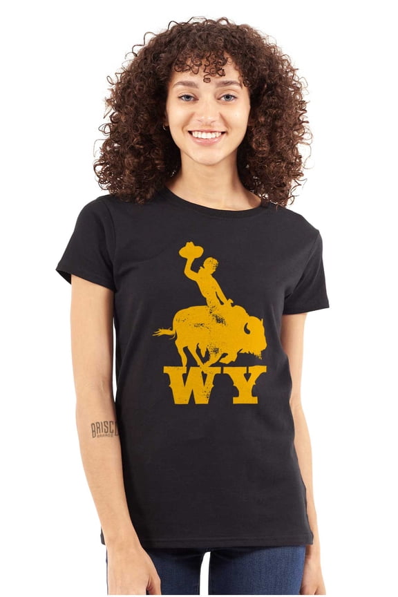 Wyoming Western Rodeo Rider WY Womens Slim Fit Graphic Tee Brisco Brands X