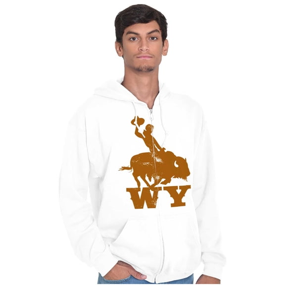 Wyoming Western Rodeo Rider WY Zip Up Hoodie Men's Women's Brisco Brands L