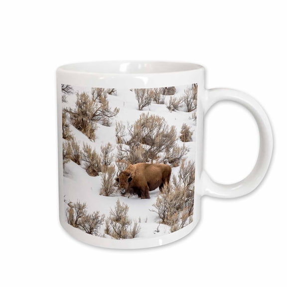 3drose, Wyoming, Yellowstone N.p. Bison in Snow., 11oz Mug