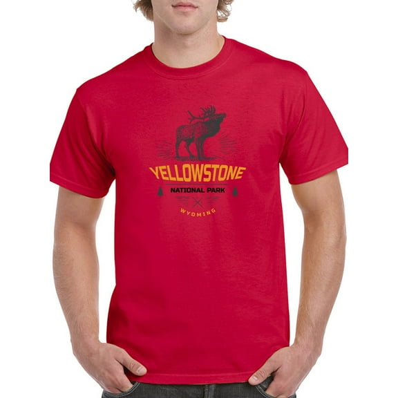 Wyoming Yellowstone National Park Moose Graphic Logo T-Shirt Men T-Shirt, Male x-Large