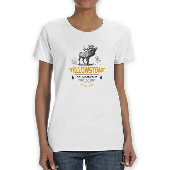 Wyoming Yellowstone National Park Moose Graphic Logo T-Shirt Women T-Shirt, Female Medium