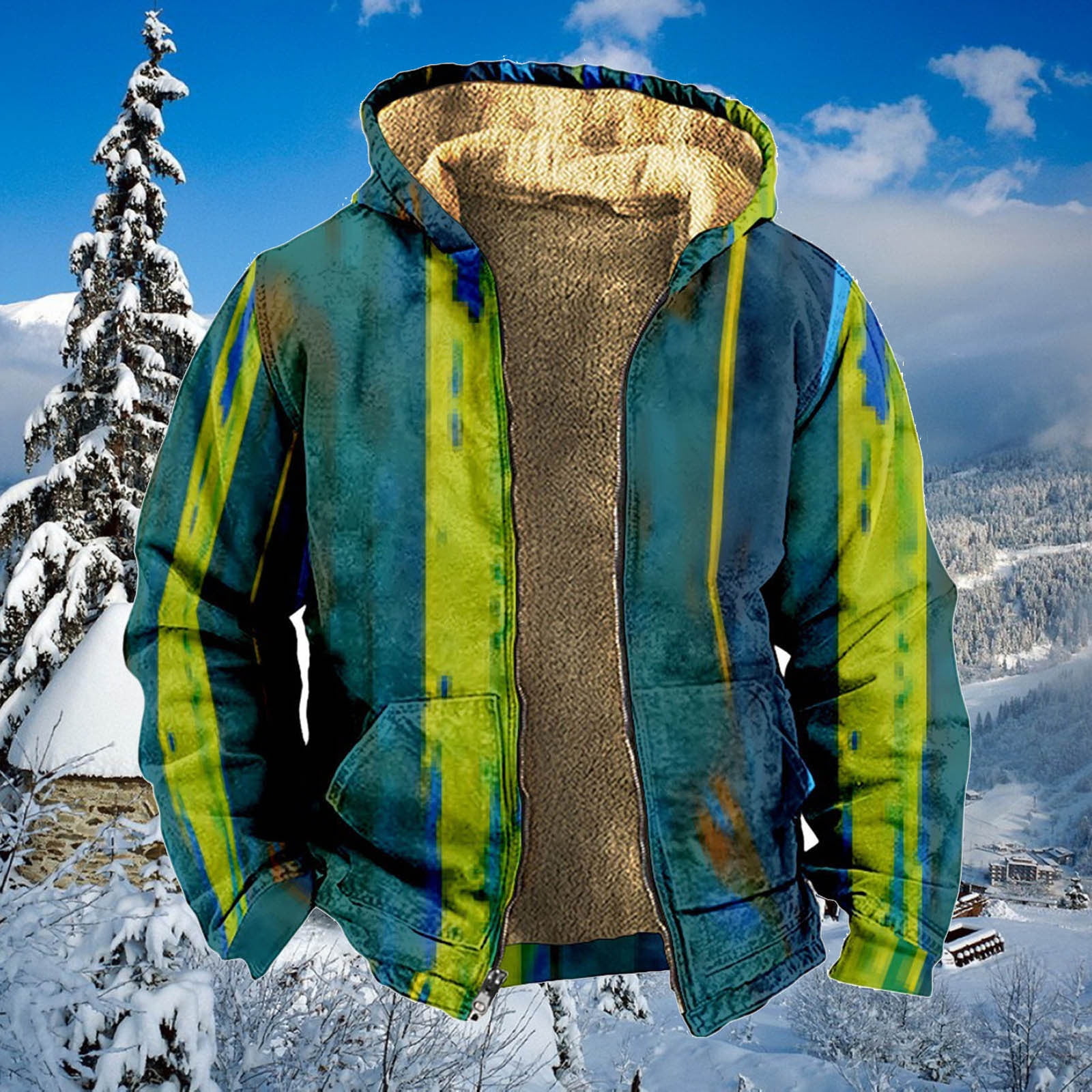 Wyongtao Black and Friday Deals Men's Winter Ski Jacket Print Warm