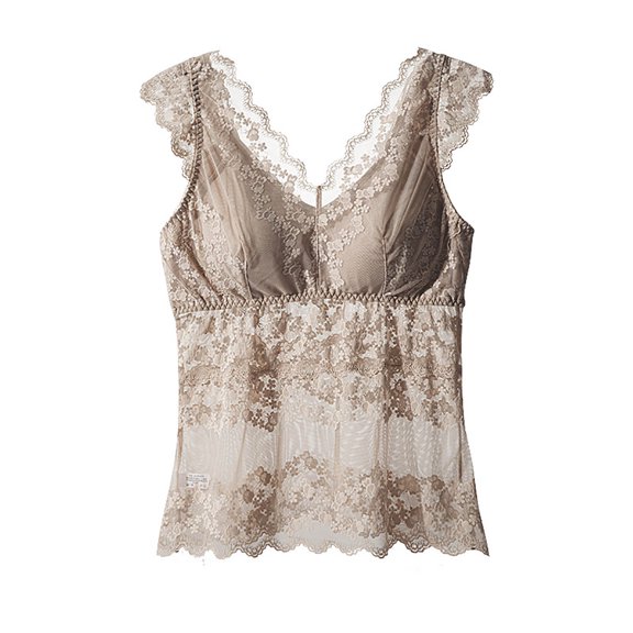 Wyongtao Bustier Tops for Women Underwired Camisoles Lace V Neck Undershirts Bralette Cami Tank Top,Gray Free Size
