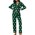thumbnail image 1 of Wyongtao Button Up Pajama Set for Women Valentine's Day Long Sleeve Shirt and Pajama Pants Soft Pjs Lounge Sets,Mint Green L, 1 of 5