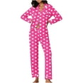 thumbnail image 1 of Wyongtao Button Up Pajama Set for Women Valentine's Day Long Sleeve Shirt and Pajama Pants Soft Pjs Lounge Sets,Pink XL, 1 of 5