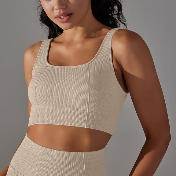 Wyongtao Crop Tops for Women Sleeveless Seamless Crop Tank Ribbed Knit Soft Low Back Cropped Tops,Beige S