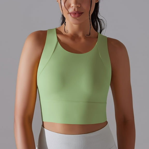 Wyongtao Crop Tops for Women Workout Cropped Tank Top Crew-neck Camisole Yoga Shirts Athletic Undershirts,Green S