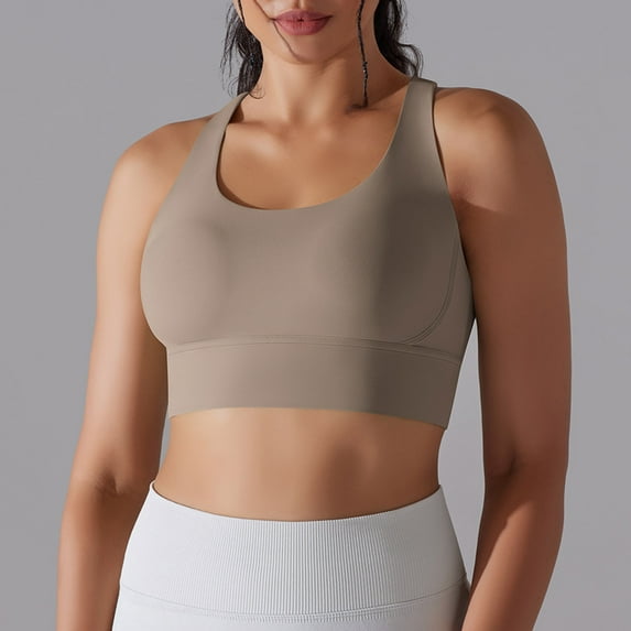 Wyongtao Crop Tops for Women Workout Tank Top Camisole Yoga Shirts Athletic Undershirts,Khaki XL