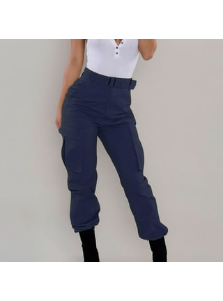 Women's Mid Rise Cargo Denim Pants with 6 Pockets Stretch Y2k Straight Wide  Leg Jeans for Teen Girls Work Pants 