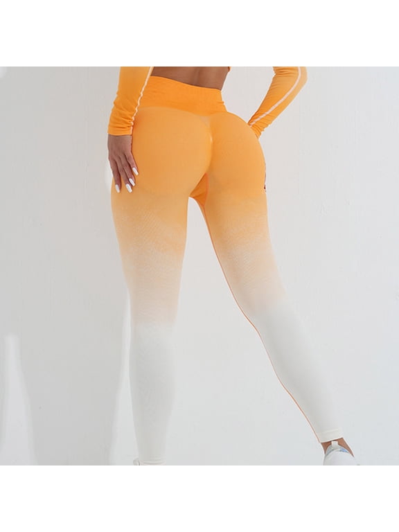 High Waisted Leggings for Women Tie-dye Athletic Tummy Control Seamless Hip Lift Pants for Running Yoga Workout,Orange S