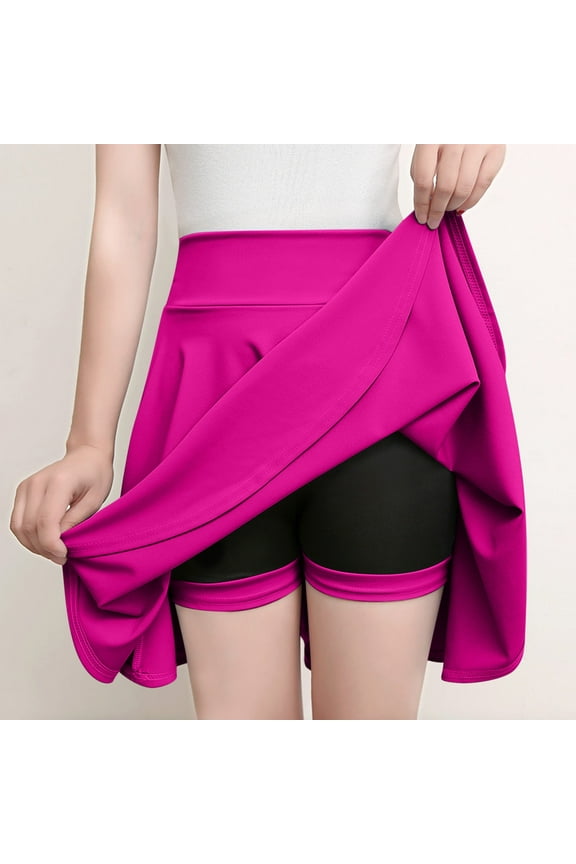 High Waisted Tennis Skirt for Women Skorts Skirts Casual Modest Long Golf Athletic Running Hot Pink XL