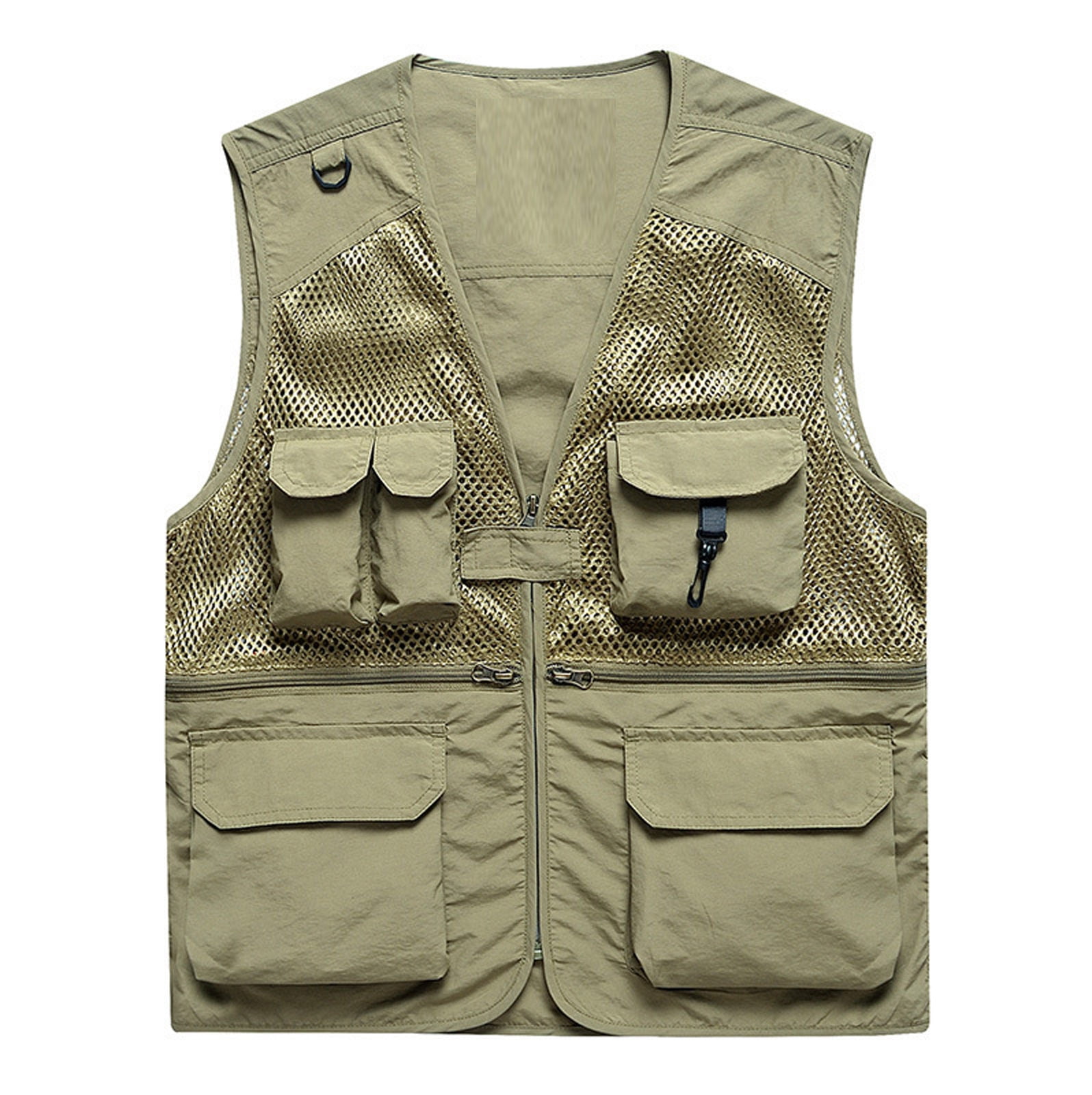 Wyongtao Hunting Vests for Men's Quick-drying Work Fishing Vests  Lightweight Travel Waistcoat with Multi-Pockets,Khaki XL