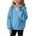 thumbnail image 1 of Wyongtao Kids Girls Polka Dots Hoodie Long Sleeve Hooded Sweatshirt Classic Cute Solid Color Fall Winter Pullover (150, Sky Blue), 1 of 8