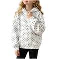 thumbnail image 1 of Wyongtao Kids Girls Polka Dots Hoodie Long Sleeve Hooded Sweatshirt Classic Cute Solid Color Fall Winter Pullover (170, White), 1 of 7