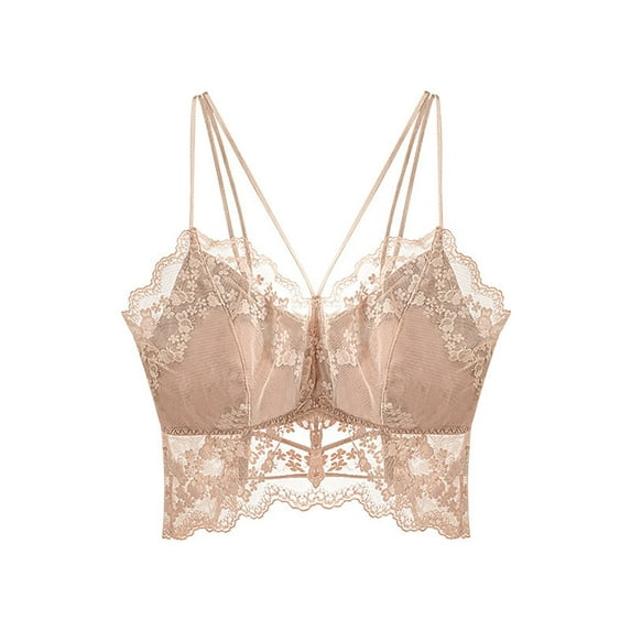 Wyongtao Lace Bralettes for Women Camisole Lingerie Adjustable Strap Sleeveless Crop Tops,Beige Free Size