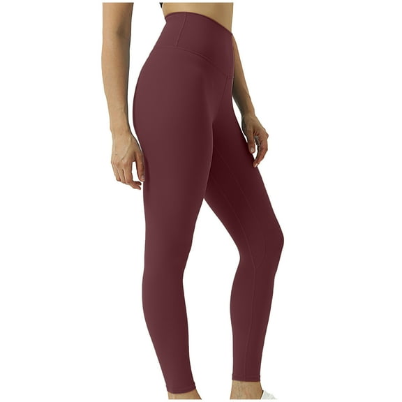 Wyongtao Leggings for Women High Waisted Soft Tummy Control Slimming Hip Lift Yoga Pants Workout Running,Red
