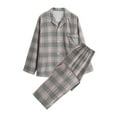 thumbnail image 1 of Wyongtao Men's 2 Piece Pajama Set with Long Sleeve Plaid Shirt and Long Pants Loungewear Sleepwear,Pink XL, 1 of 2