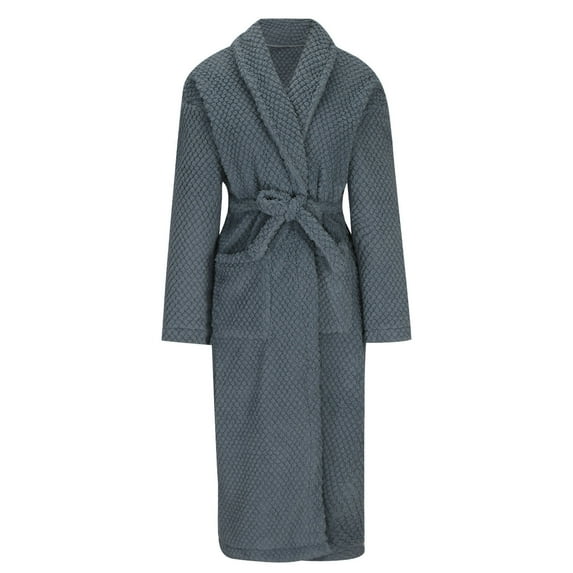 Wyongtao Men's Robes Nightgown Warm and Soft Cozy Plush Fleece Long Bathrobe with Belt Pocket,Dark Gray XXL