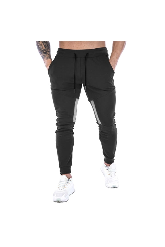 Men's Sweatpants with Zipper Pockets Open Bottom Athletic Pants for Jogging, Workout, Gym, Running, Training,Black S