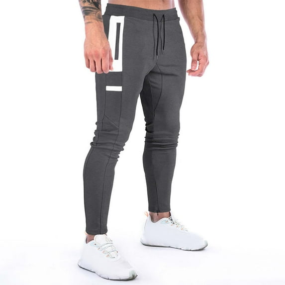 Wyongtao Mens Joggers Sweatpants Slim Fit Workout Training Gym Jogger Pants with Zipper Pockets,Dark Gray XL