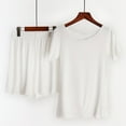 thumbnail image 1 of Wyongtao Pajamas for Women Short Sleeve Sleepwear Two Piece Pj Sets with Ribbed Seamless Ruffled Shorts Casual Loungewear,White XXXXL, 1 of 8
