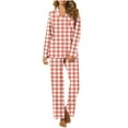 thumbnail image 1 of Wyongtao Plaid Pajama Sets for Women Soft Button Down PJS Long Sleeve Shirt Pajama Pants Sleepwear,Orange S, 1 of 4