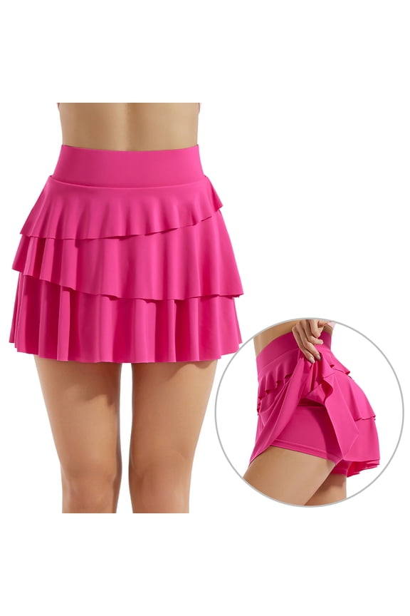 Pleated Tennis Skirt for Women High Waisted Athletic Golf Skorts Skirts for Running Casual,Hot Pink S