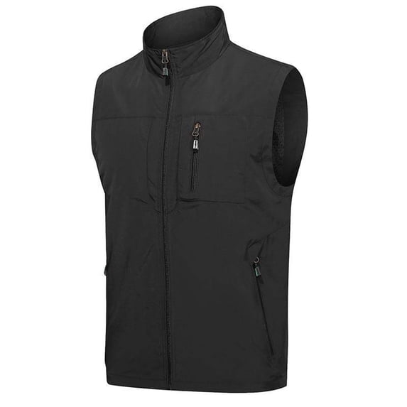 Wyongtao Puffer Vest Men's Lightweight Softshell Vest Windproof Sleeveless Jacket for Travel Hiking Running Golf,Black XXL