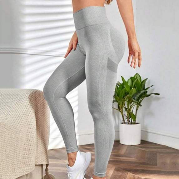 Wyongtao Seamless Leggings for Women High Waisted Tummy Control Workout Yoga Pants Sports Bottom Fitness Pant,Gray M