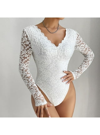 Wholesaleshapeshe White Lace Bodysuit Tummy Control Bodysuits for Women