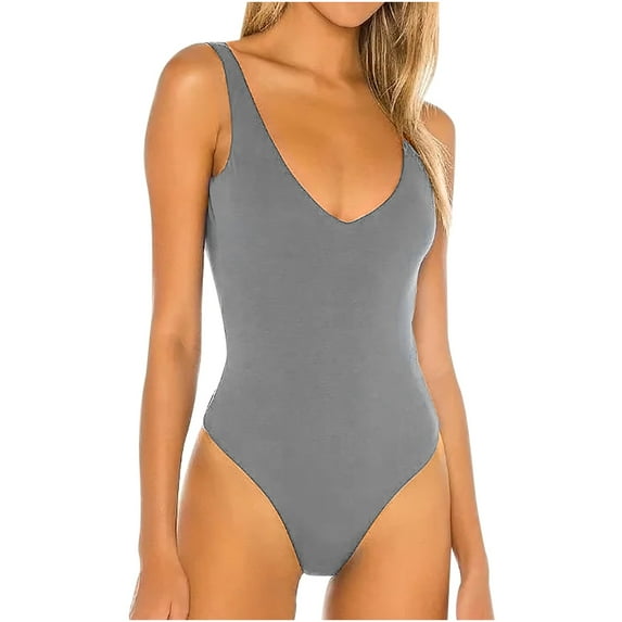 Wyongtao Shapewear Bodysuit for Women Tummy Control Body Shaper Waist Trainer Butt Lifter Bodysuit,Gray M