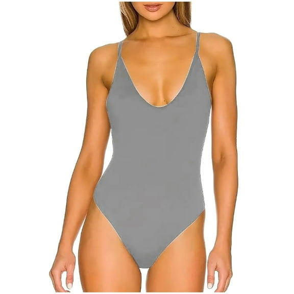 Wyongtao Shapewear Bodysuit for Women Tummy Control Body Shaper Waist Trainer Butt Lifter Bodysuit,Gray S