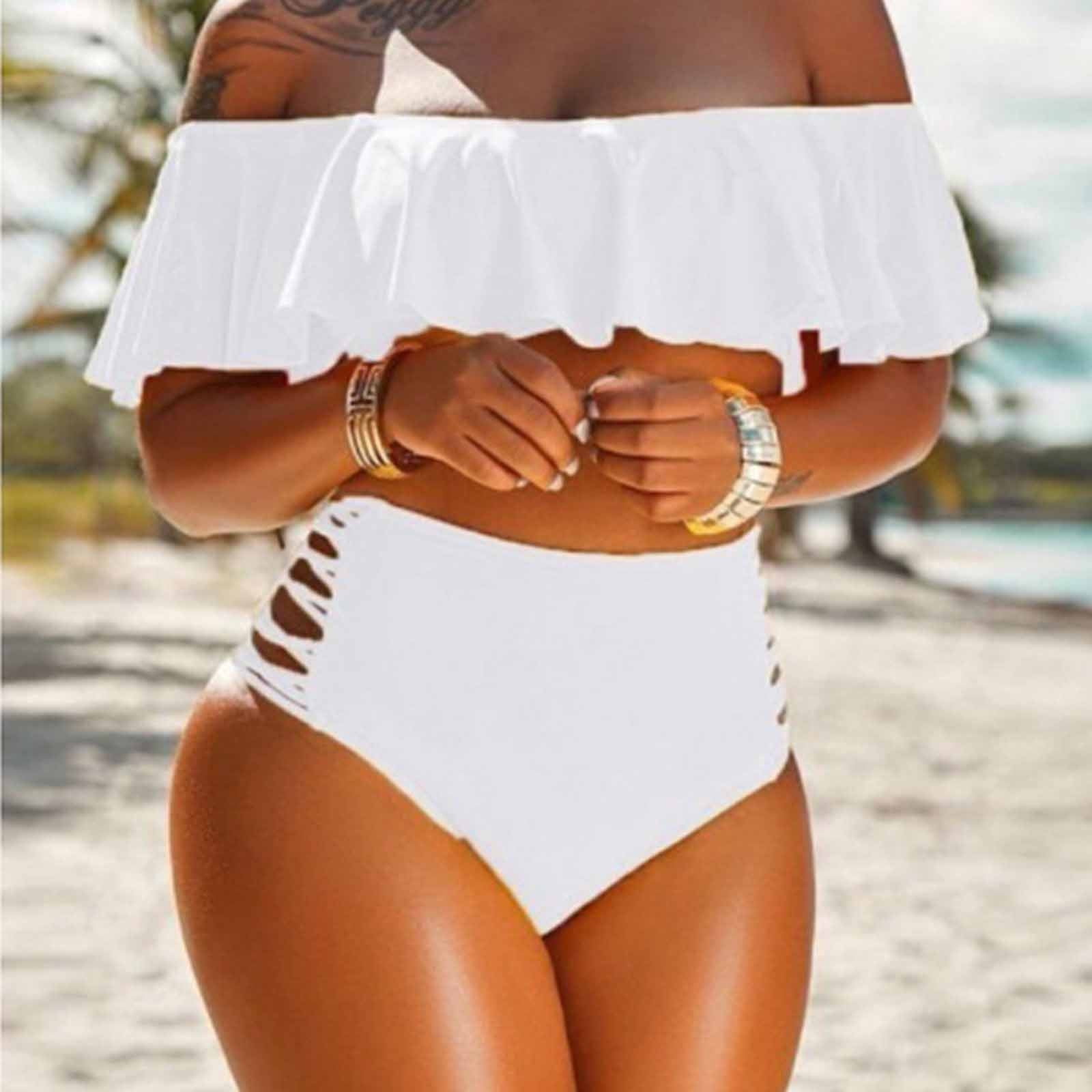 white off the shoulder bikini top