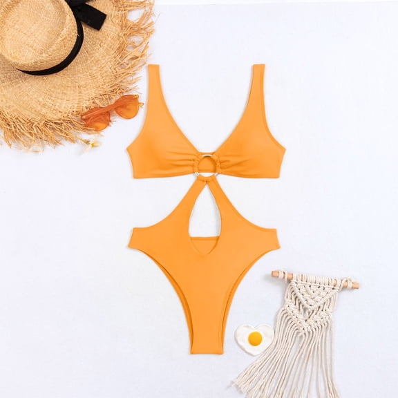 Wyongtao Two Piece Bikini Sets for Women High Waisted Bikini Push Up Swimsuit Halter Wrap Criss Cross Bathing Suit,Yellow S