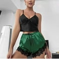 thumbnail image 1 of Wyongtao Women 2 Piece Cami Pajama Set Silk Satin Sleepwear Lace Trim Short Pjs Set with Shorts,Green XL, 1 of 4