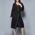 thumbnail image 1 of Wyongtao Women Kimono Robes Long Knit Bathrobe Lightweight Soft Knit Sleepwear V-neck Casual Ladies Loungewear,Black L, 1 of 8