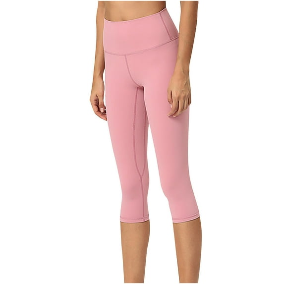 Wyongtao Women's Bootcut Yoga Pants High Waist Workout Bootleg Capris Pants Tummy Control Stretch Leggings,Pink