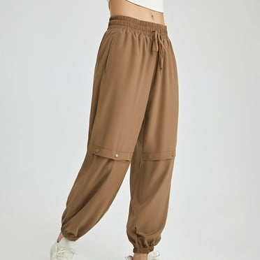 Wyongtao Women's Flowy Boho Pants Drawstring High Waist Loose Yoga Harem Pants Joggers Coffee S