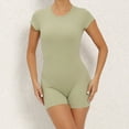 thumbnail image 1 of Wyongtao Women's Jumpsuits Short Sleeve Crew Neck Bodysuit Tops Basic Casual Tshirt Shapewear Bodysuits,Green L, 1 of 7