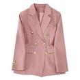 thumbnail image 1 of Wyongtao Women's Long Sleeve formal Notch Lapel Solid Double Breasted Button Down Blazer Pockets Jacket Pink M, 1 of 1