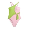thumbnail image 1 of Wyongtao Women's One Piece Swimsuit Color-Blocking Neckline Cutout Criss Cross Bathing Suit,Green S, 1 of 1