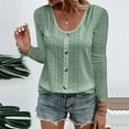 thumbnail image 1 of Wyongtao Women's Plus Size Shirts Square Neck Long Sleeve Loose Waffle Knit Button Up Tops Blouse Green XXXXL, 1 of 6