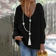 thumbnail image 1 of Wyongtao Women's Pullover Sweaters Long Balloon Sleeve Waffle Knit Tops V-Neck Oversized Sweater,Black XL, 1 of 7