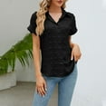thumbnail image 1 of Wyongtao Women's Short Sleeve Shirts V Neck Collared Button Down Shirt Chiffon Tops with Pockets,Black M, 1 of 4