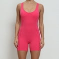 thumbnail image 1 of Wyongtao Women's Shorts Jumpsuits Backless Yoga Rompers One Piece Ribbed Spaghetti Strap Exercise Romper,Hot Pink L, 1 of 9