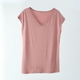 thumbnail image 1 of Wyongtao Women's Tops Dressy Casual Shirts V-neck Cap Sleeve Tops Basic Solid Summer T Shirt,Pink XXL, 1 of 4