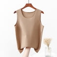 thumbnail image 1 of Wyongtao Women's Undershirts Plus Size Silm Fit Camisole with Built in Bra Wide Straps Camis Velvet Thick Tank Tops,Khaki XXXL, 1 of 7