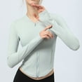 thumbnail image 1 of Wyongtao Women's Workout Hoodie Jacket Lightweight Zip Up Yoga Jacket Cropped Athletic Slim Fit Tops,Gray L, 1 of 5