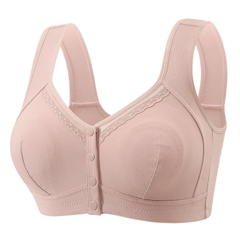 Wyongtao Womens Plus Size Bras Front Button Wireless Seamless Solid ...